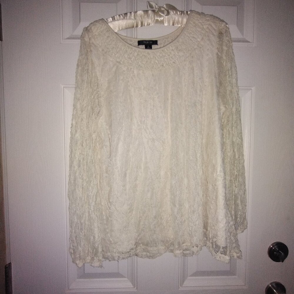 Womens Ivory Lace Top